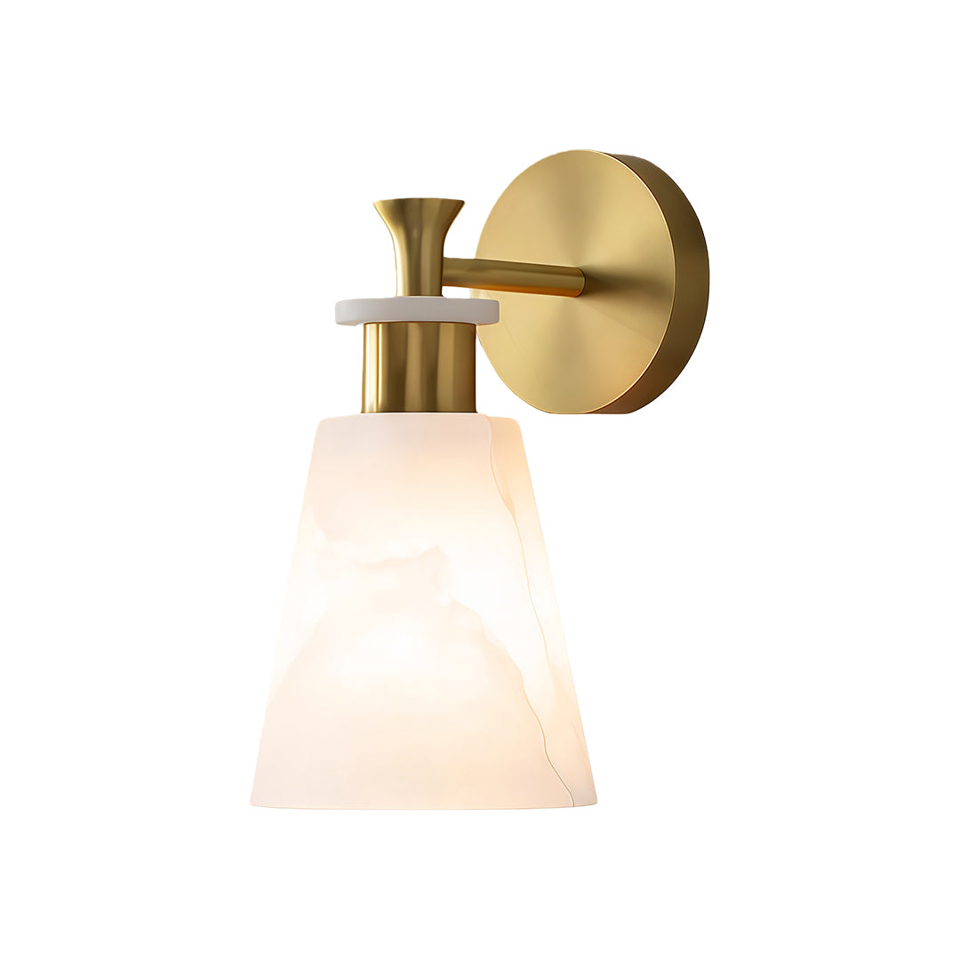 Modern wall sconce LED light featuring glass shade chandelier aesthetic in tapered cone shape with warm ambient illumination.