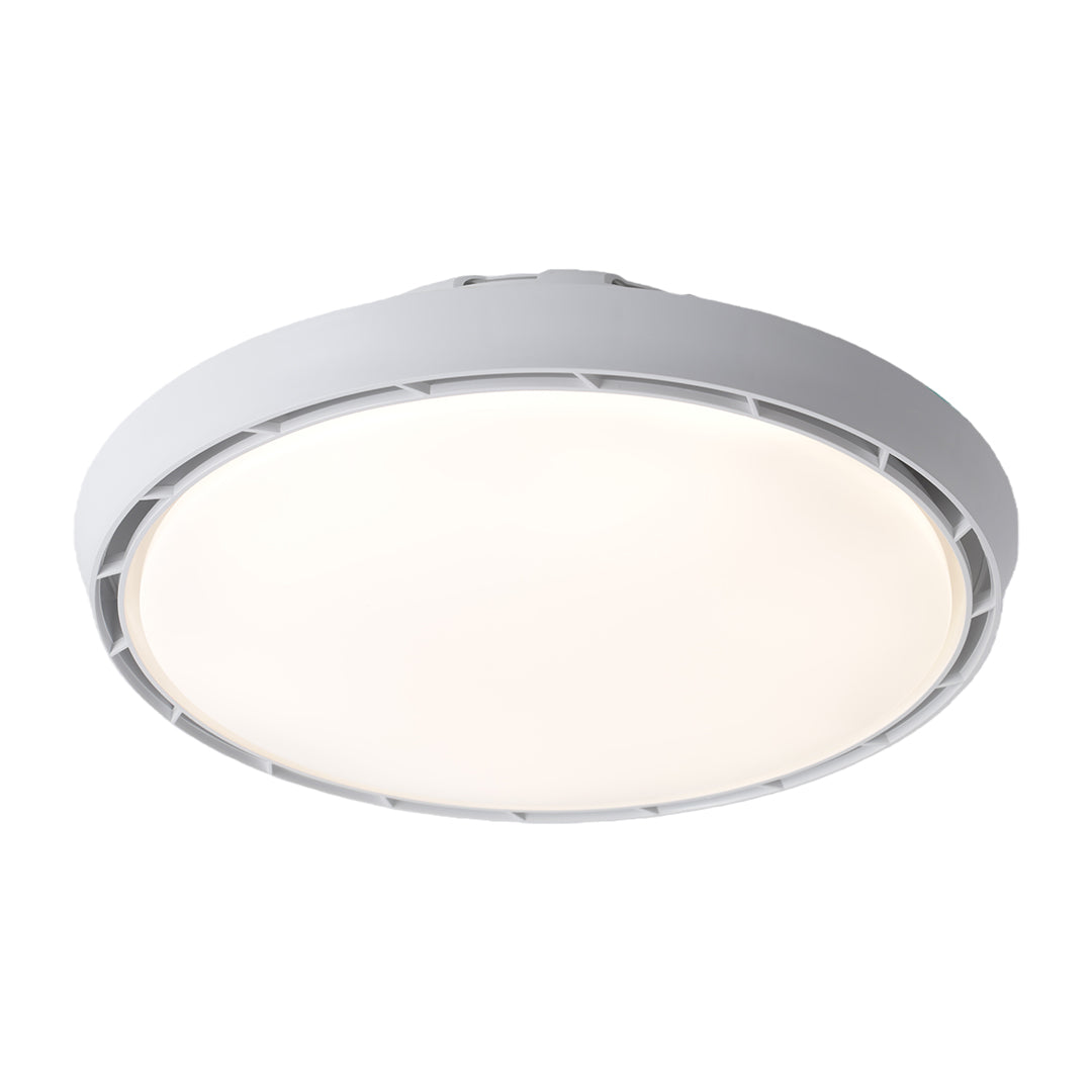 Modern white ceiling fan with light, sleek and minimalist indoor fixture