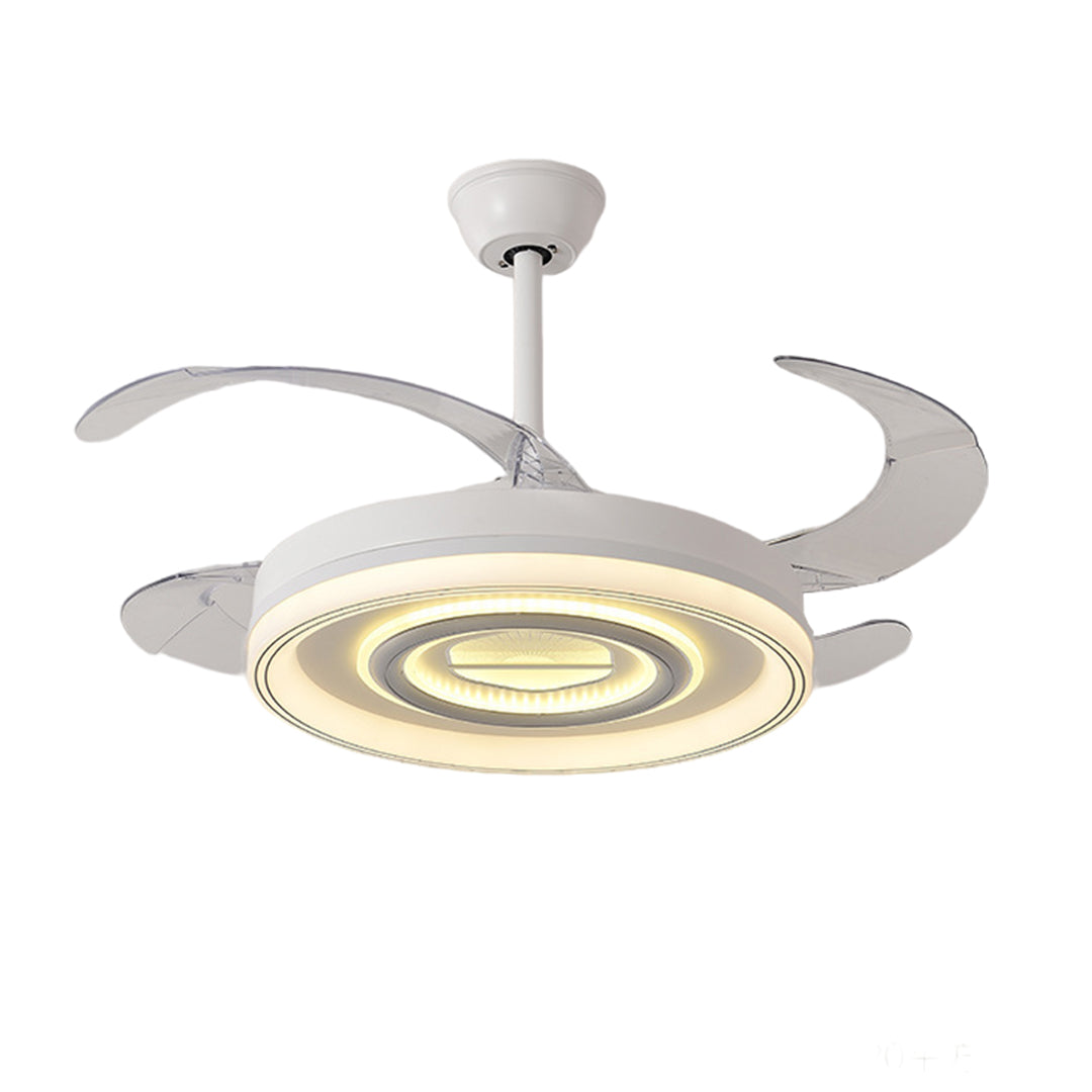 Modern white ceiling fans with light featuring elegant design and integrated warm lighting