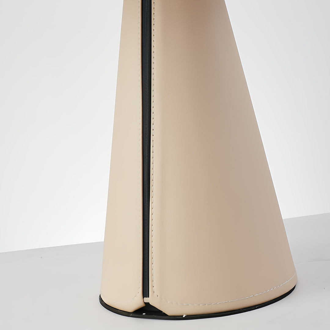Modern white table lamp with sculptural base and clean contemporary styling