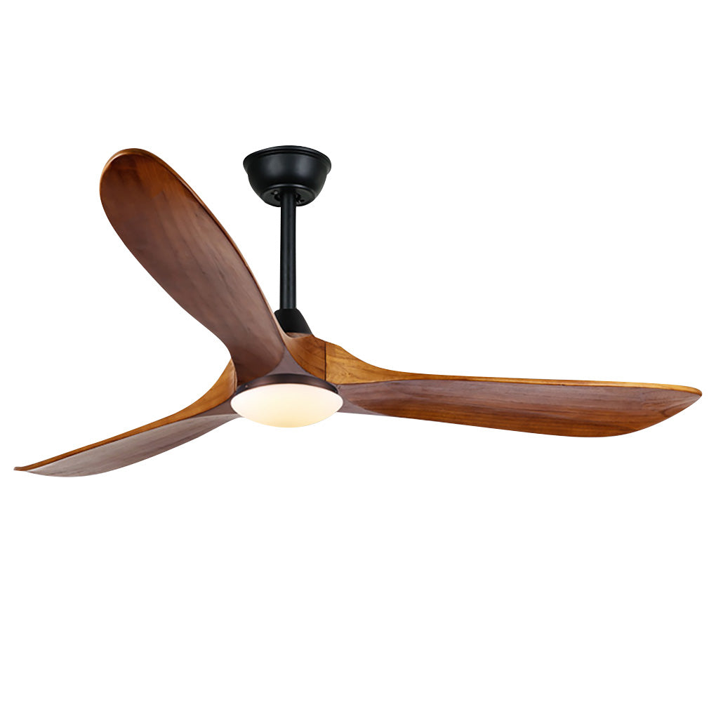Modern wood ceiling fan with light enhancing a modern interior with elegant light.
