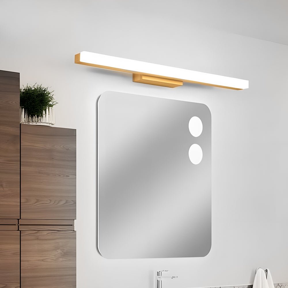 Modern Wooden LED Vanity Light Rectangular Wall - Mount Bathroom Lighting