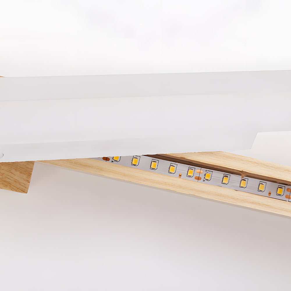 Modern Wooden LED Vanity Light Rectangular Wall - Mount Bathroom Lighting