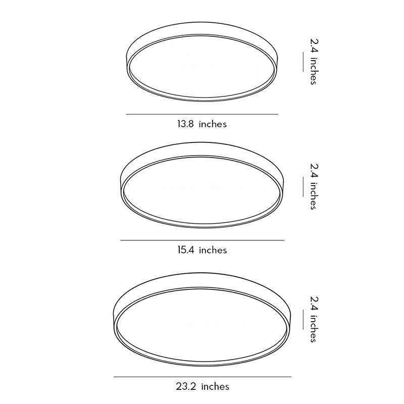 Technical diagram showing dimensions and structure of moon ceiling light models.