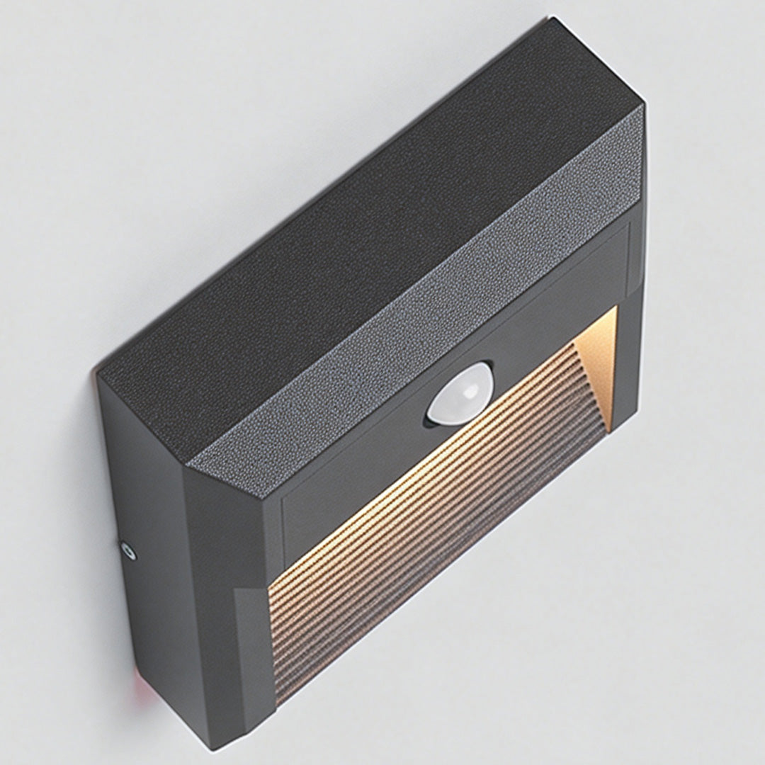 Motion sensor LED step lights, front view of the rectangular design.
