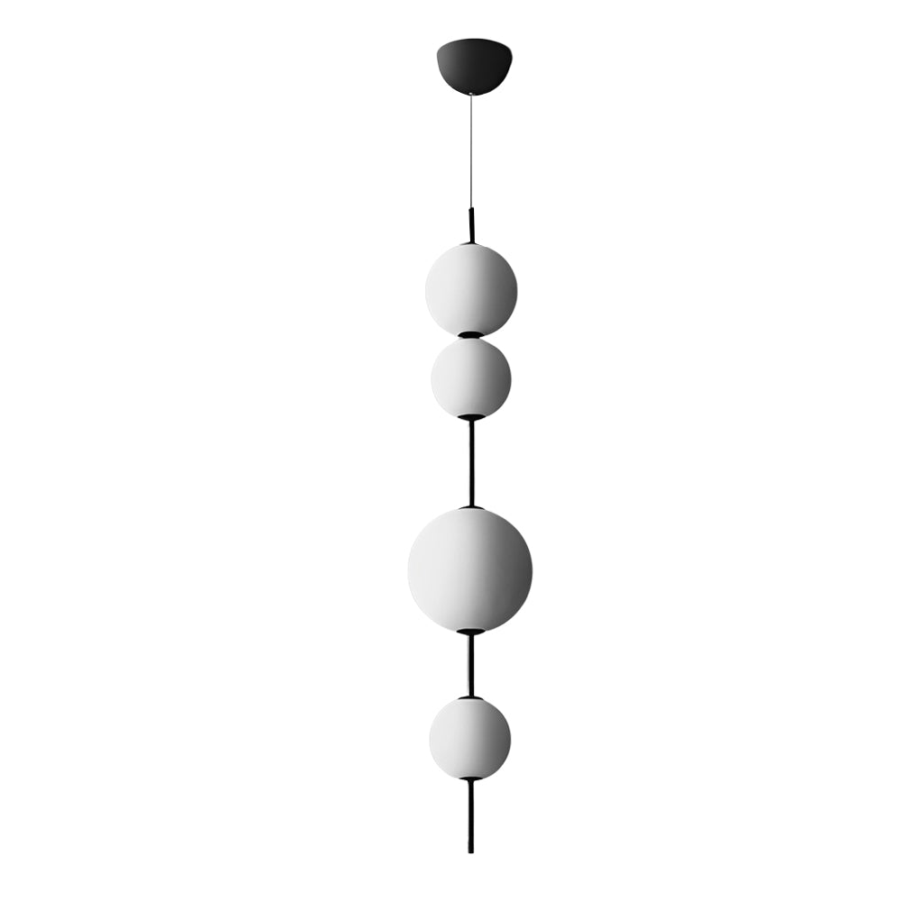 Technical diagram showing dimensions and structure of multi ball pendant light models.