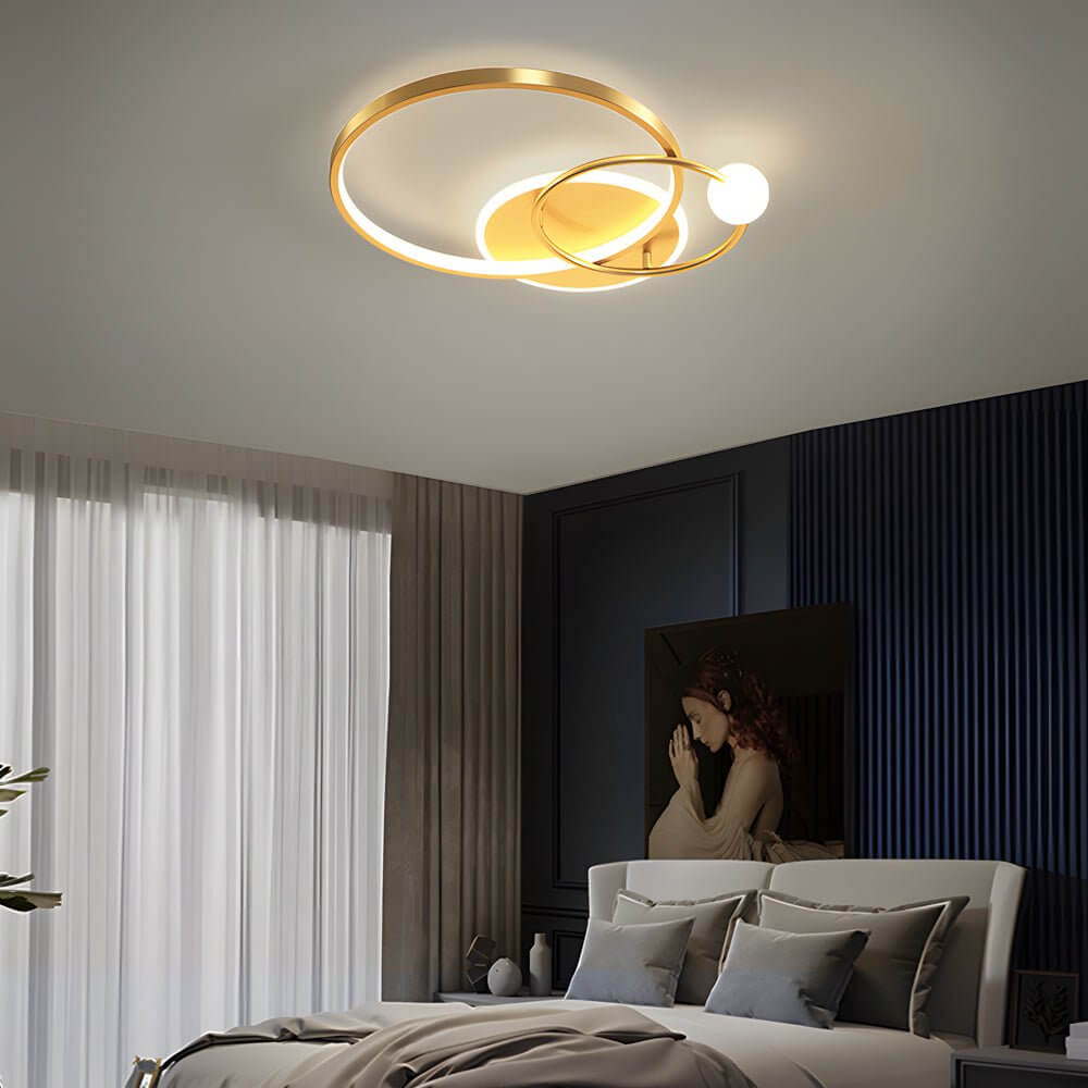 Multi - circle LED Flush Ceiling Light - Gold/Balck/White