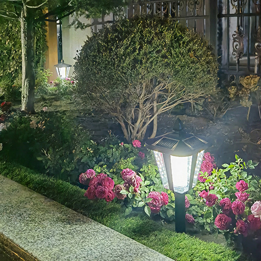 Technical specifications diagram showing multiple outdoor light fixture heights and dimensions