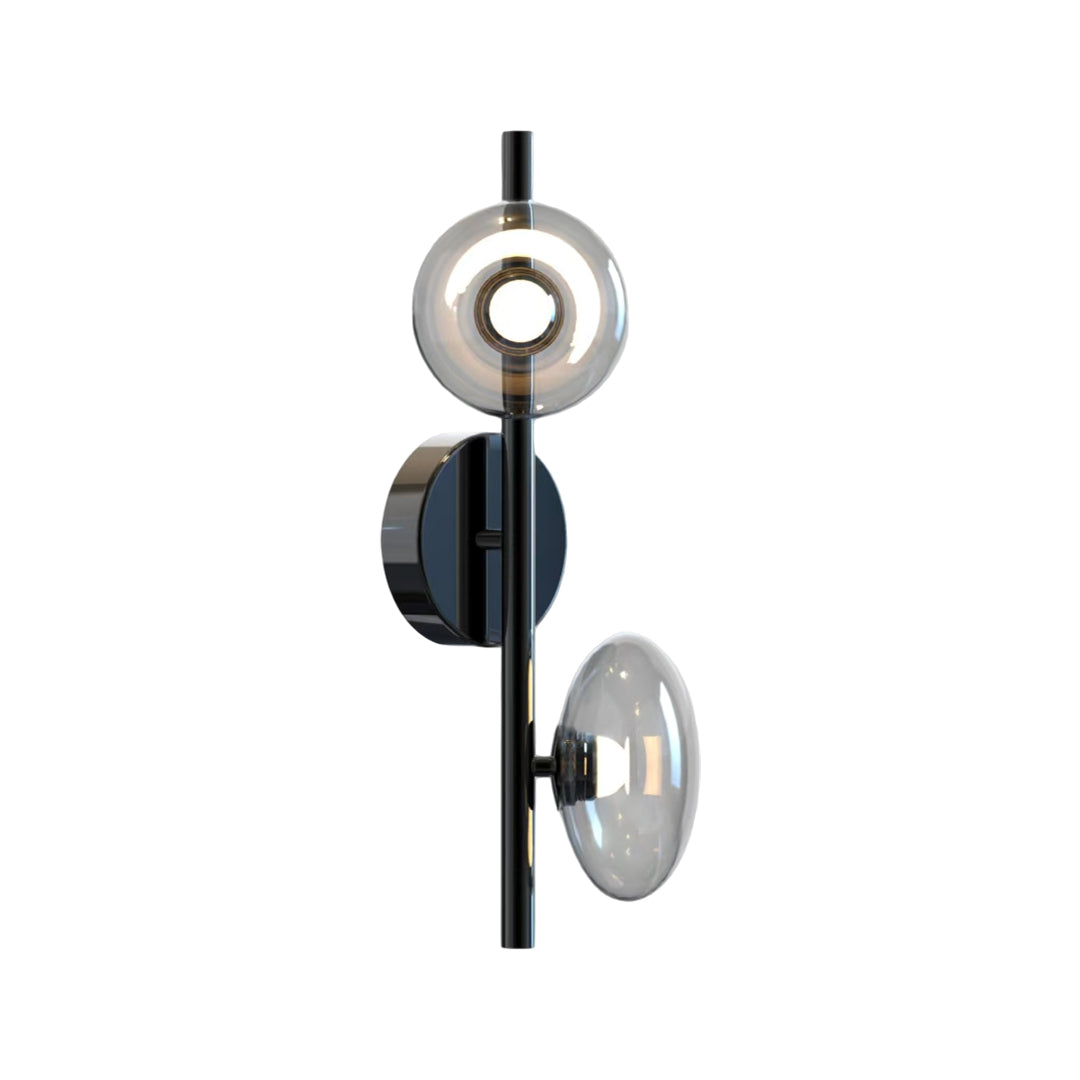 Multi light wall sconce in black finish displayed on a white background with three light elements.