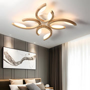 Multi - lights Floral Design Wood Semi Flush Mount Ceiling Light for Living Room