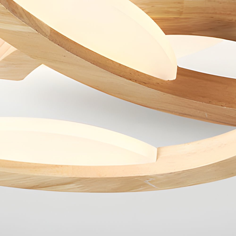 Multi - lights Floral Design Wood Semi Flush Mount Ceiling Light for Living Room