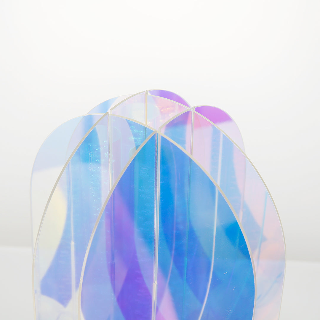 Stunning colourful table lamps with multifaceted crystal design casting spectrum light patterns