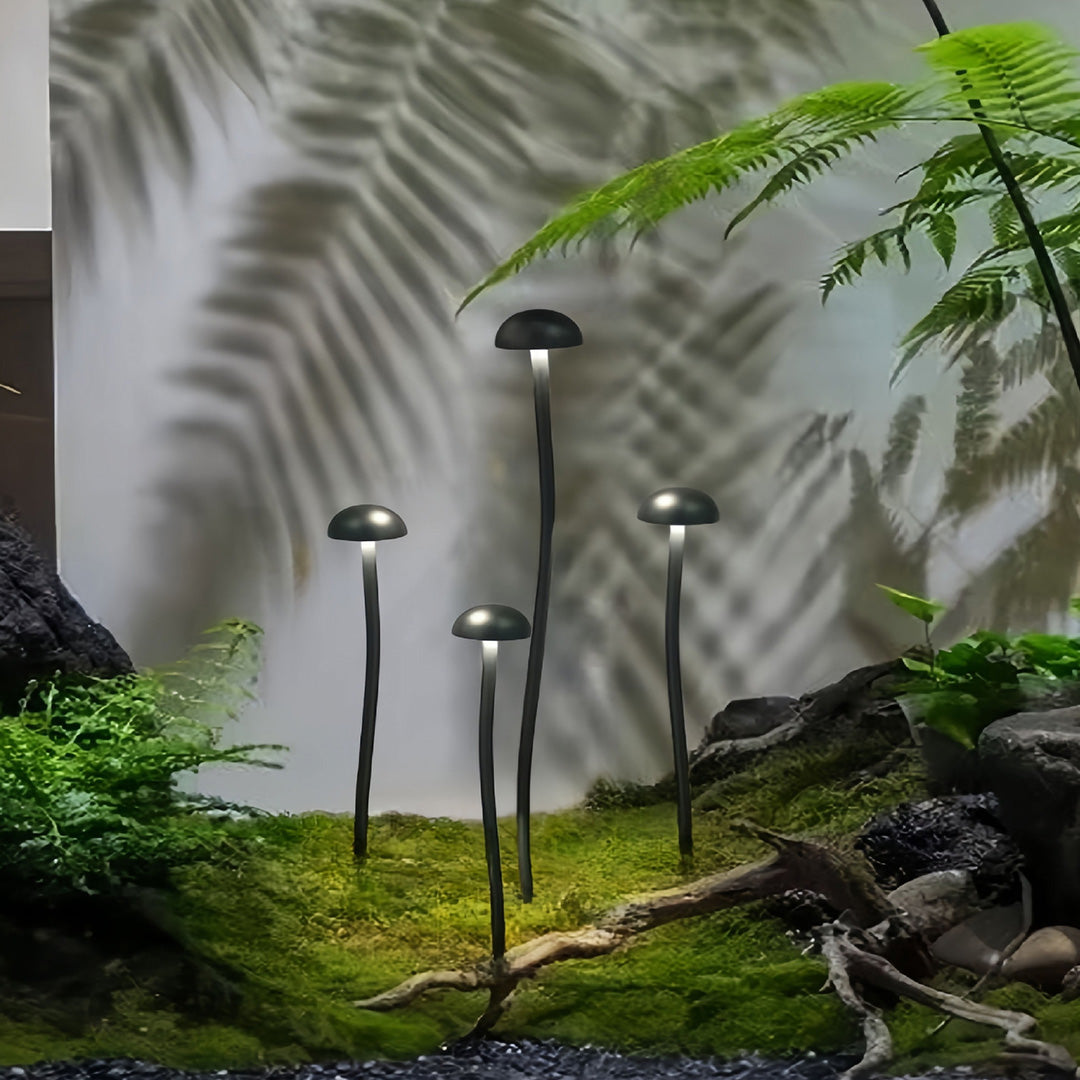 Multiple height outdoor lighting poles featuring modern design perfect for comprehensive lights for landscaping schemes
