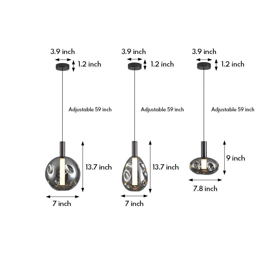 Multiple drum pendant lights arranged in modern kitchen island lighting configuration