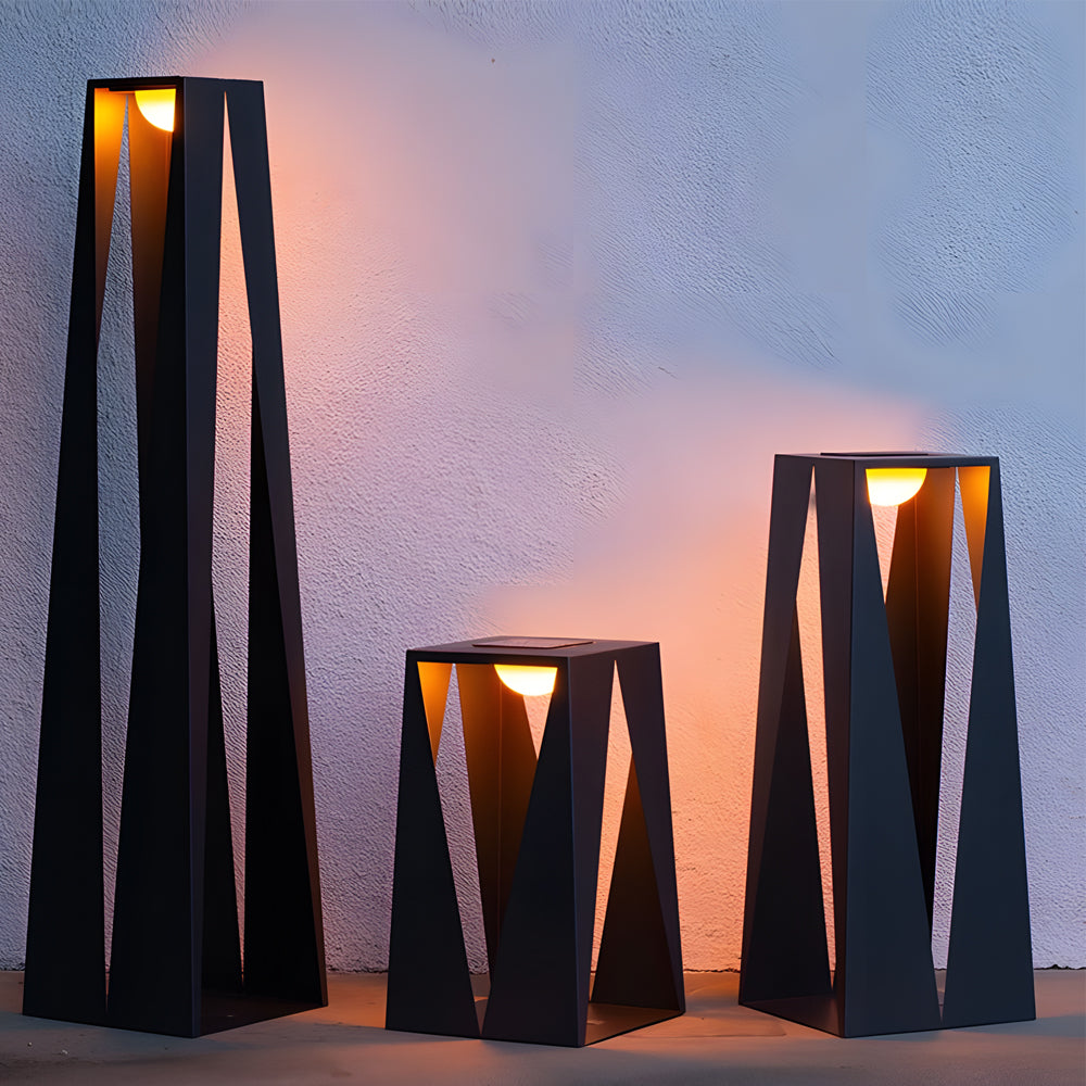 Multiple landscape lighting flood lights installation creating dramatic evening ambiance with warm LED illumination in outdoor setting