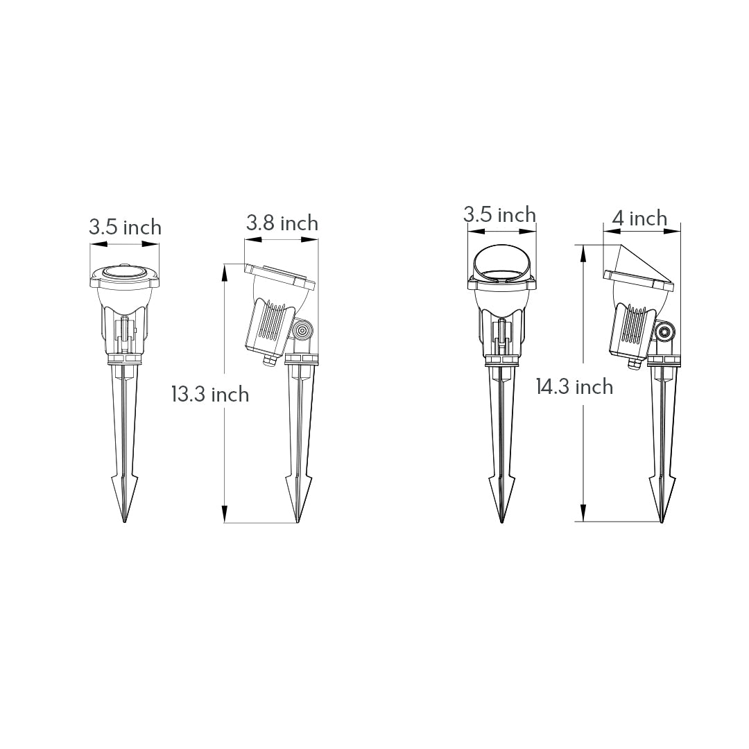 Technical drawing showing multiple spotlight configurations with detailed dimensions and installation specifications