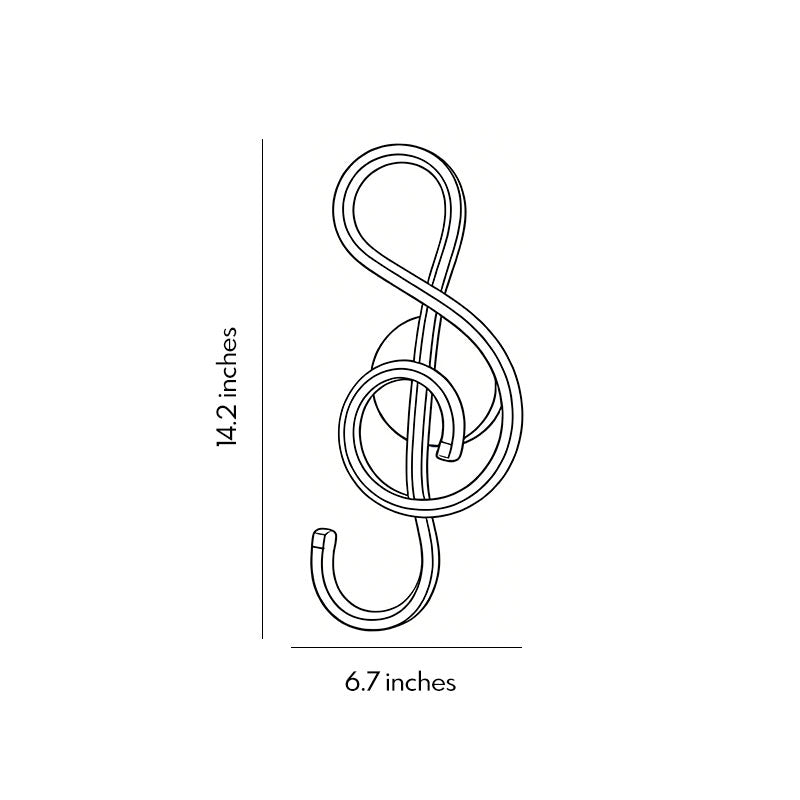 Line drawing of musical note wall light dimensions, providing installation specifications.