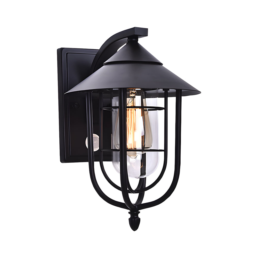 Classic black nautical wall sconce isolated on white background, showcasing durable metal construction.