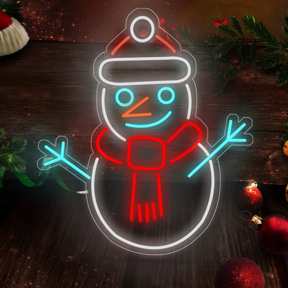 Neon Snowman Colorful Decor Acrylic Personalized LED Sign with Dimmer