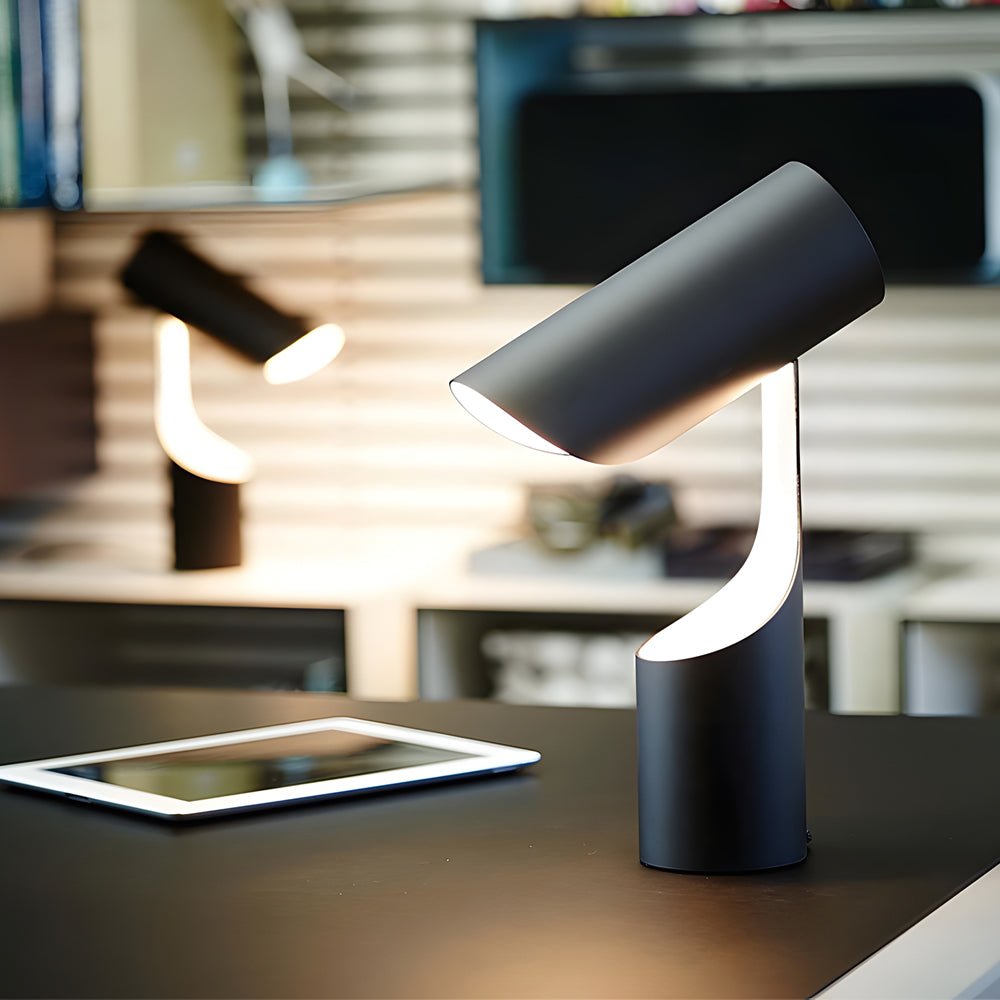 Nordic Black LED Desk Lamp with Adjustable Cylinder Design for Home Office