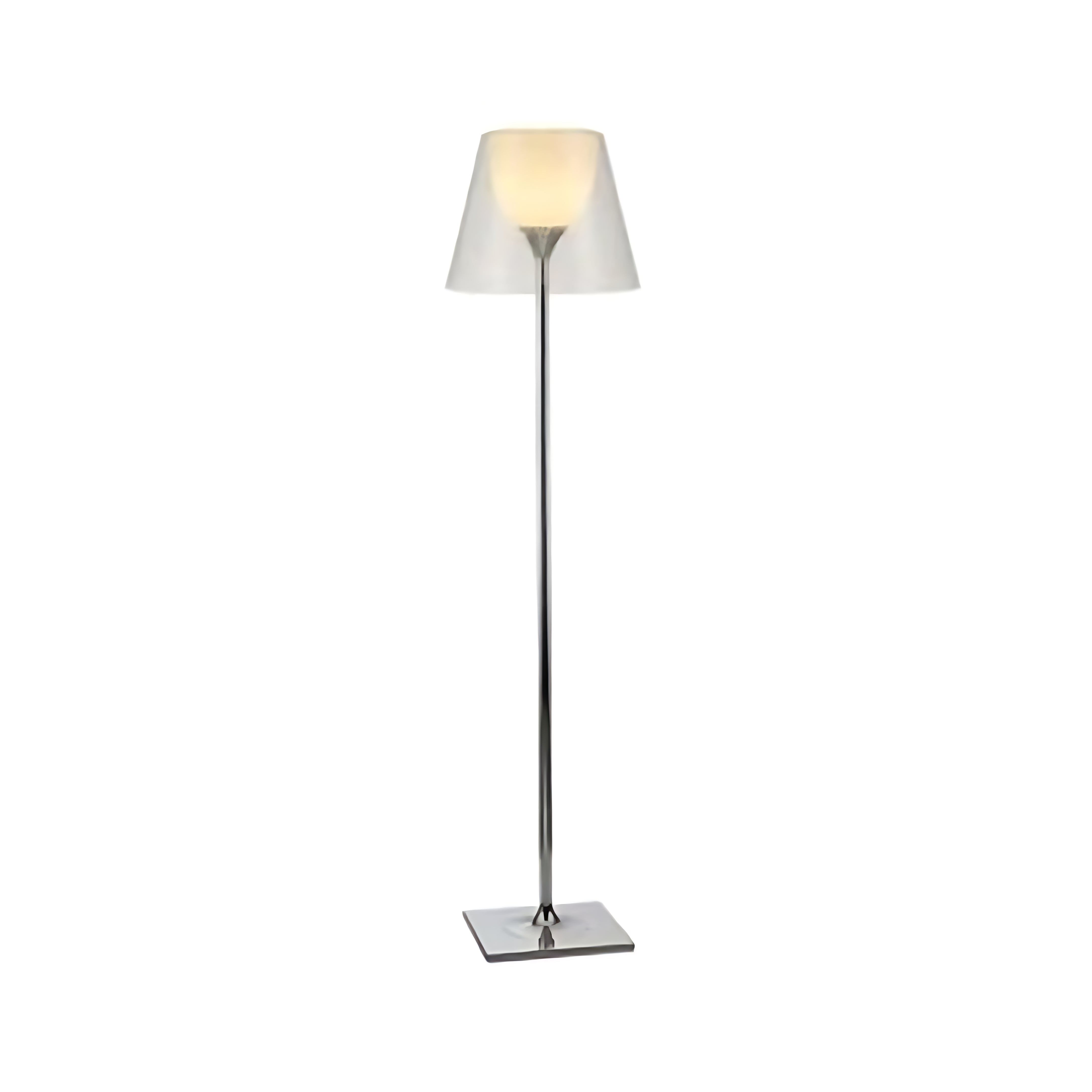 Contemporary Nordic floor lamp featuring white tapered shade and sleek metal stand in modern design