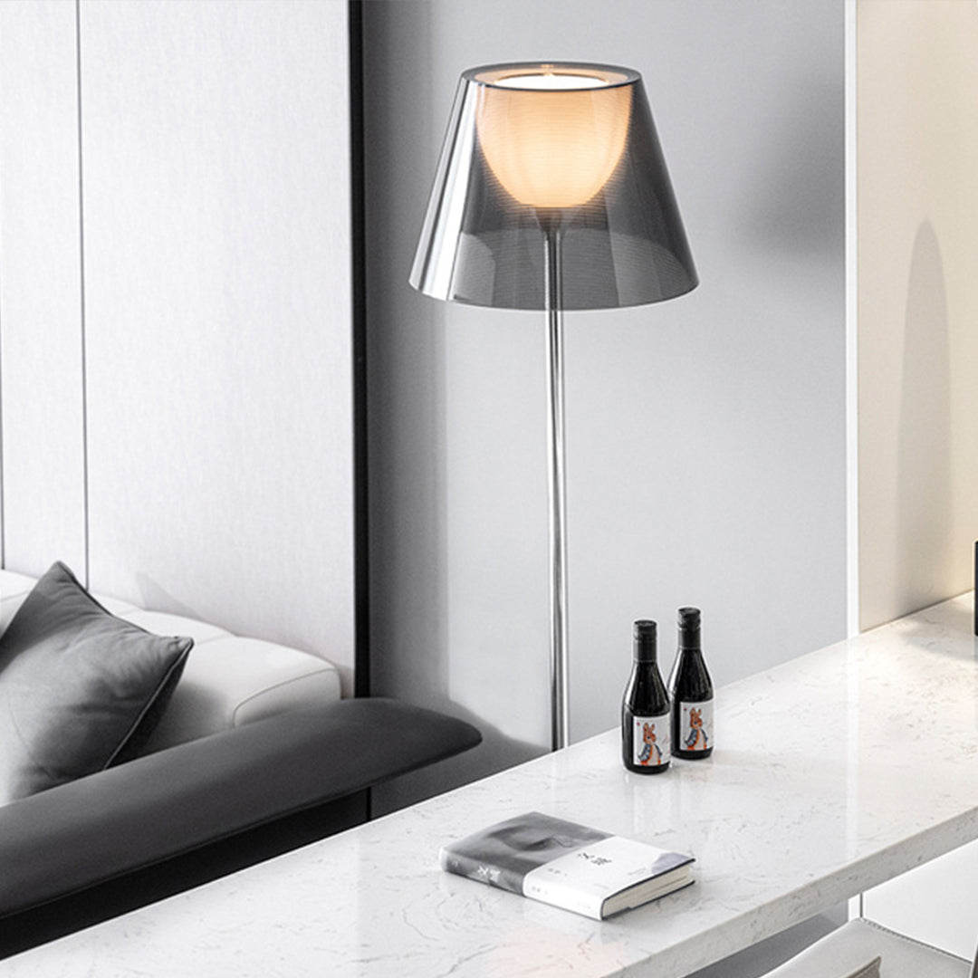 Nordic floor lamp in monochrome interior with clean lines and Scandinavian aesthetic design