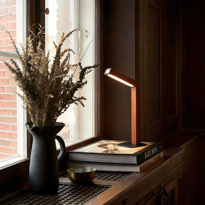Nordic LED Desk Light Dual Magnetic Wooden Touch‑controlled Lamp