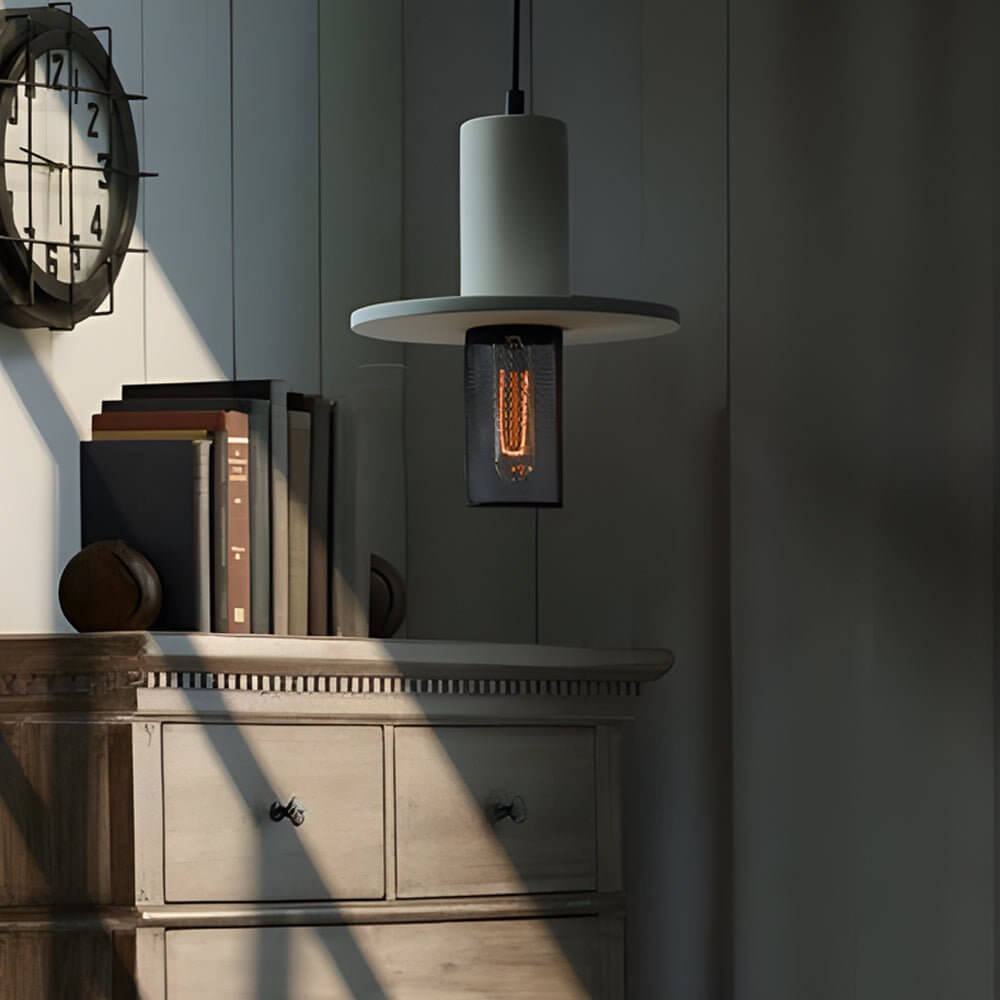 Nordic Minimalist Retro Industrial Cement & Mesh LED Pendant Light