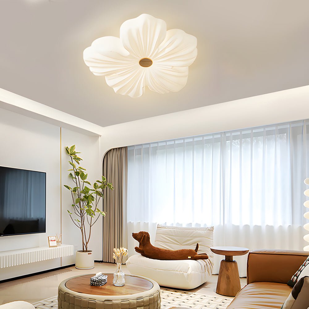 Nordic White Acrylic Flower Bedroom Ceiling Lamp - LED 3 - Step Dimming