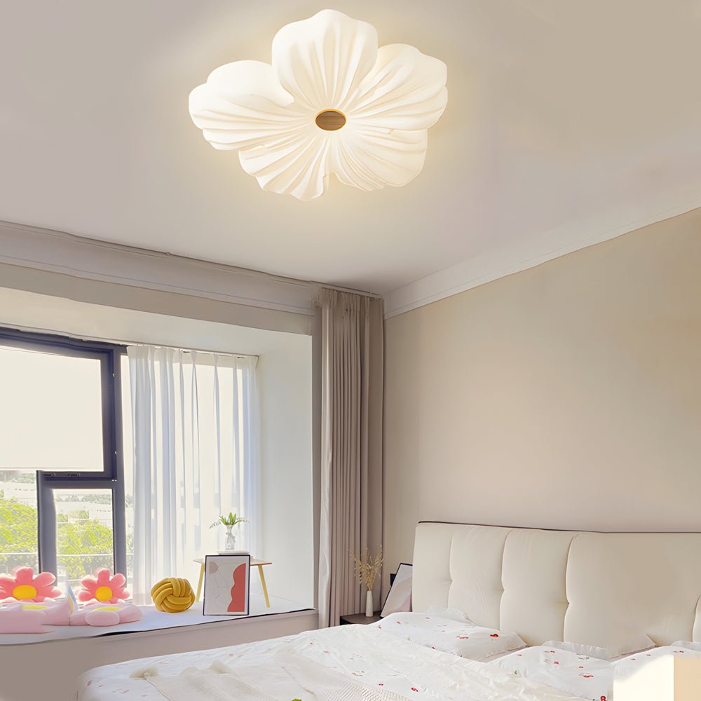 Nordic White Acrylic Flower Bedroom Ceiling Lamp - LED 3 - Step Dimming