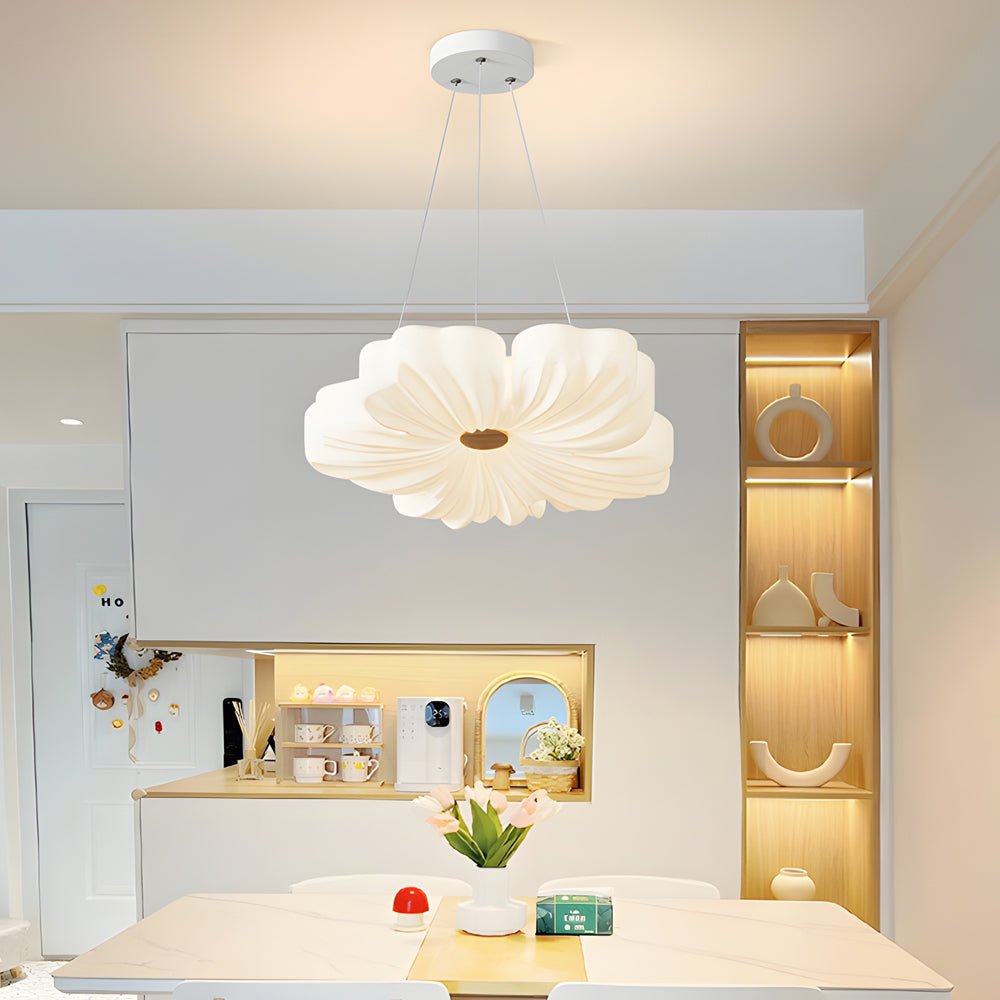Nordic White Acrylic Flower Bedroom Ceiling Lamp - LED 3 - Step Dimming
