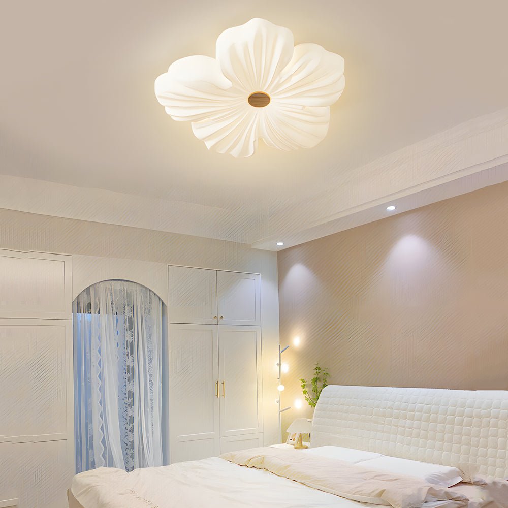 Nordic White Acrylic Flower Bedroom Ceiling Lamp - LED 3 - Step Dimming