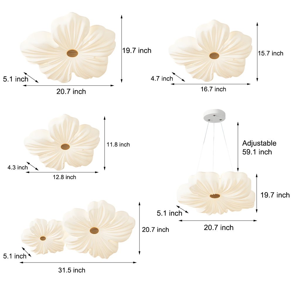 Nordic White Acrylic Flower Bedroom Ceiling Lamp - LED 3 - Step Dimming