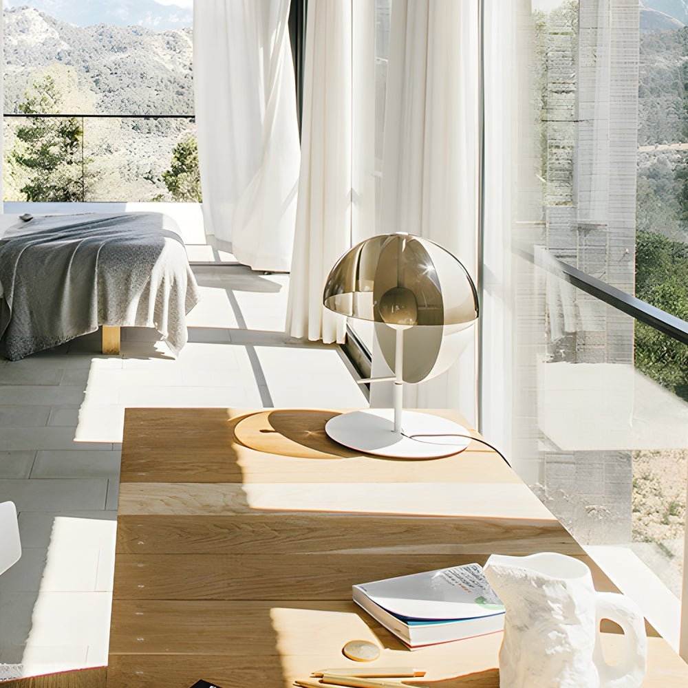 Novelty 2 Half - Spheres Amber Glass LED Table Lamp