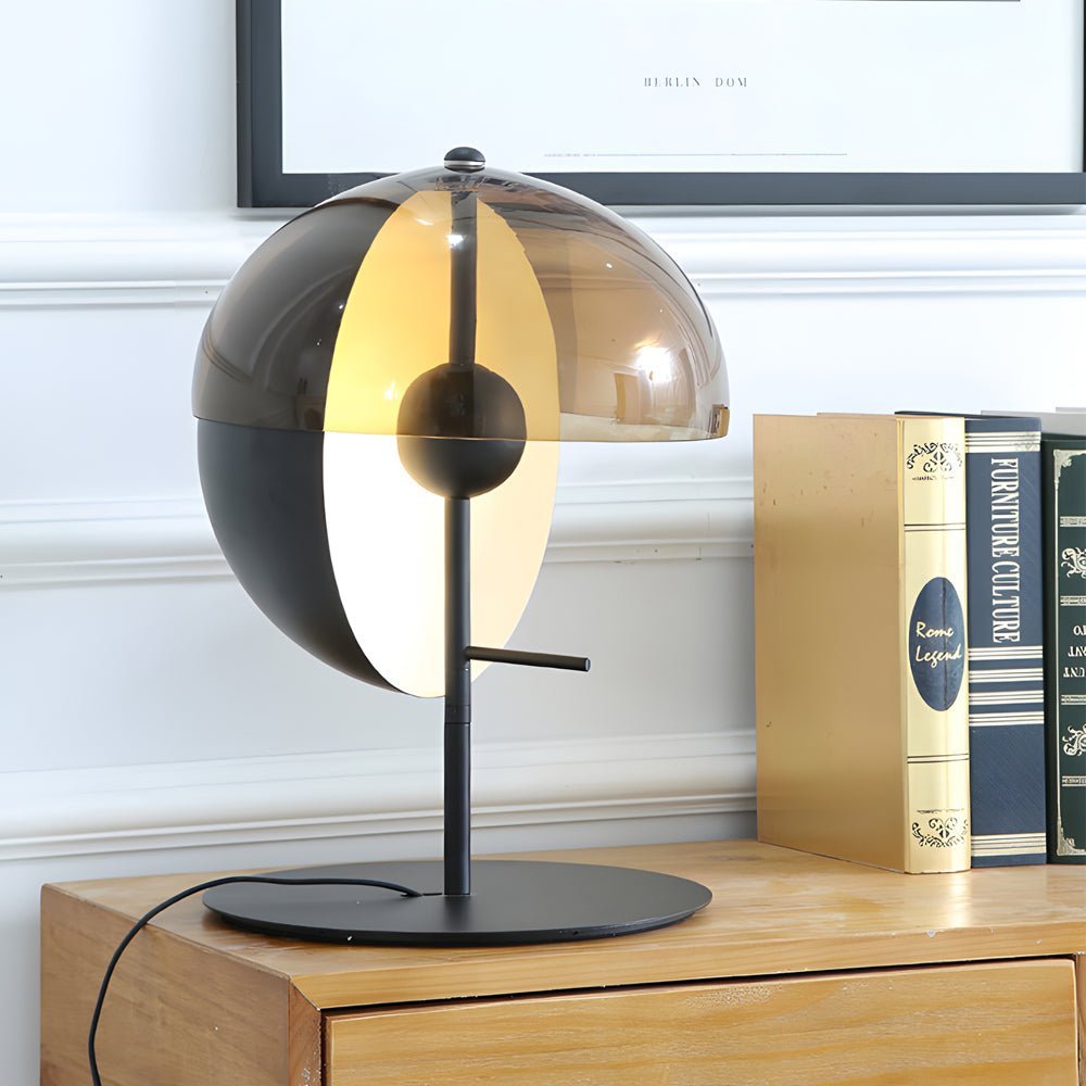 Novelty 2 Half - Spheres Amber Glass LED Table Lamp