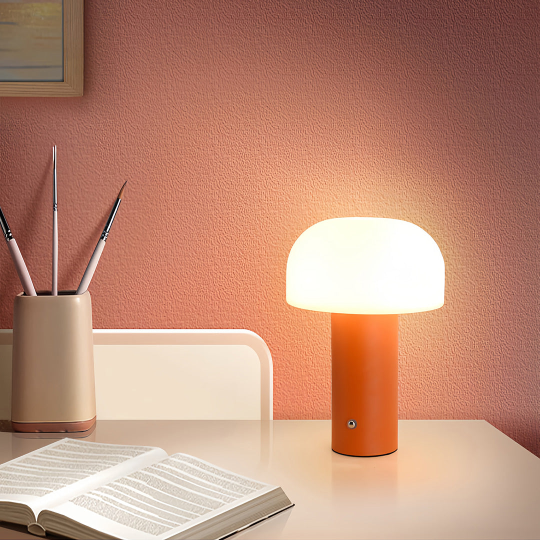 Novelty table lamps displayed on minimalist desk creating warm ambient glow in modern workspace