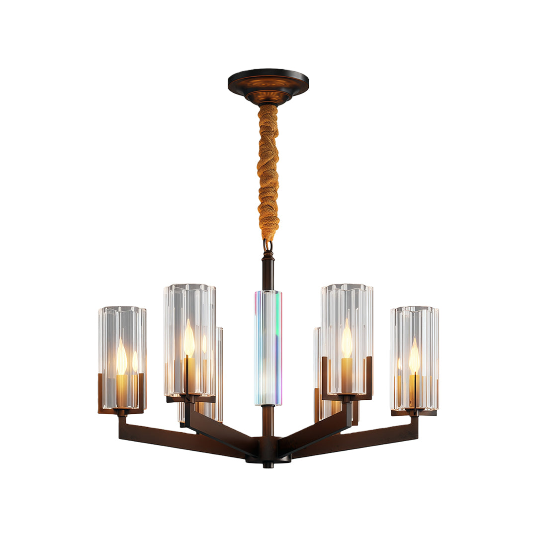 Modern luxury chandeliers in oil-rubbed bronze with modern angular glass cylinder design