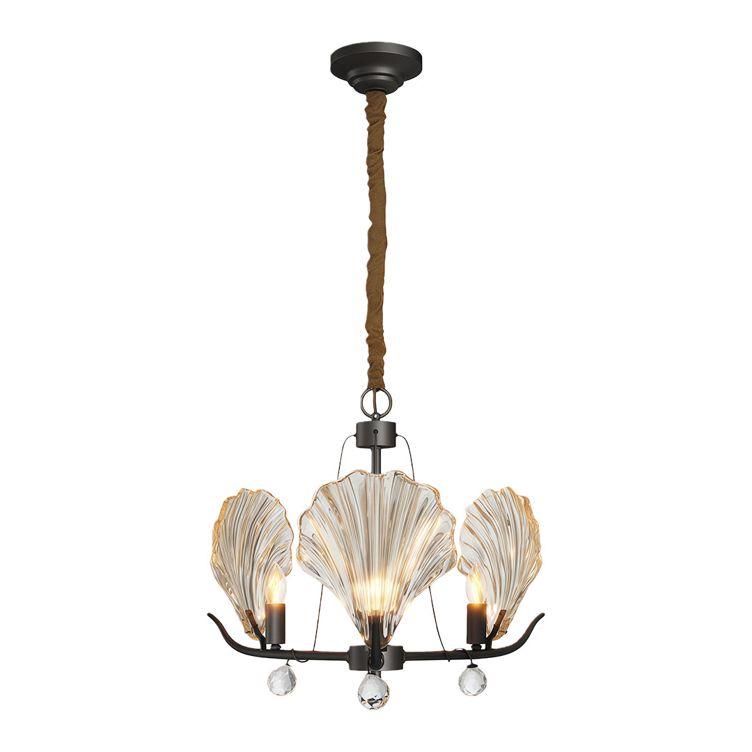 Modern luxury chandeliers in oil-rubbed bronze with botanical glass shade configuration