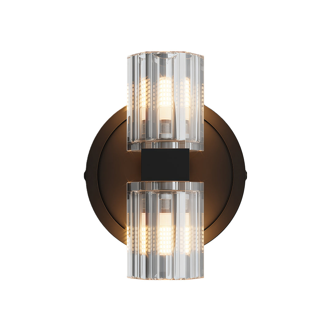 Modern luxury chandeliers inspired crystal wall light in oil-rubbed bronze with textured glass