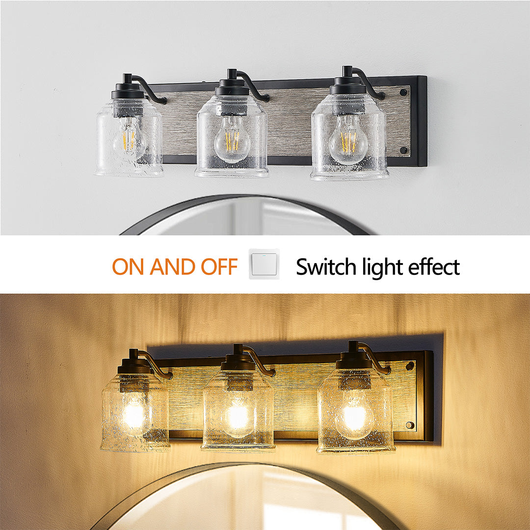 Multi-light wall sconce with on/off switch effect, showcasing warm lighting for cozy interiors.