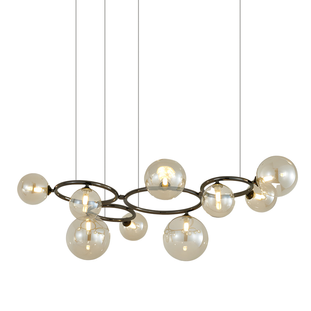 Opal glass globe chandelier with a modern design, enhancing a stylish interior.