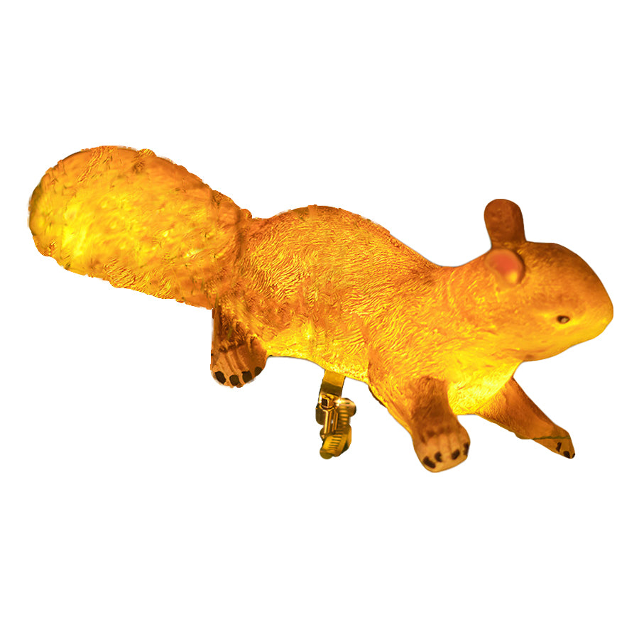 Bright orange solar animal light featuring detailed squirrel design on white background