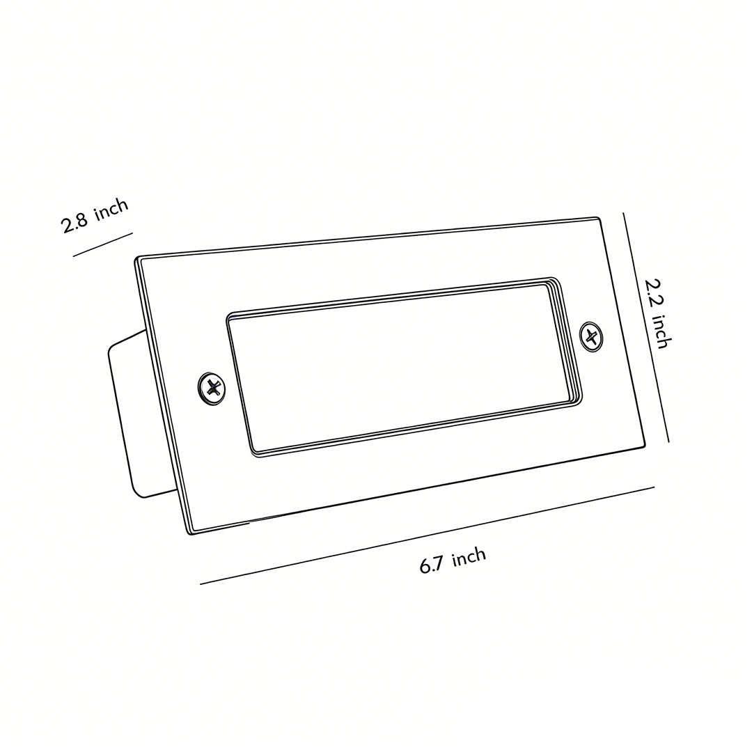 Outdoor brick light dimension diagram showing cutout size and proportions for precise installation in masonry walls or steps.
