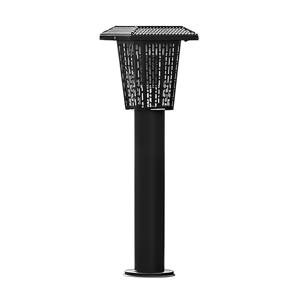Outdoor bug repellent lights with a black finish, providing ambient light in a garden.
