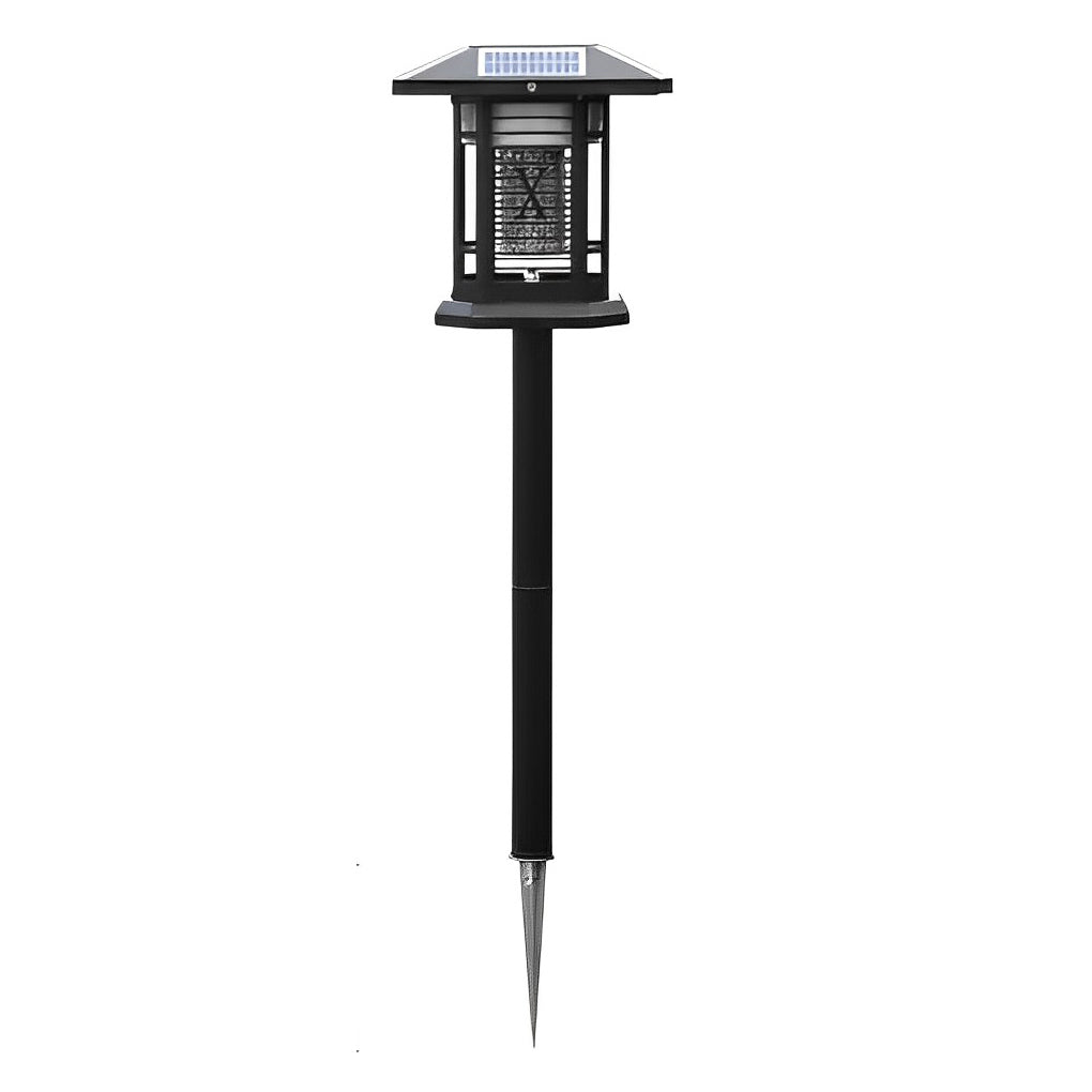 Outdoor bug repellent lights with a sleek design, installed near a garden pathway.