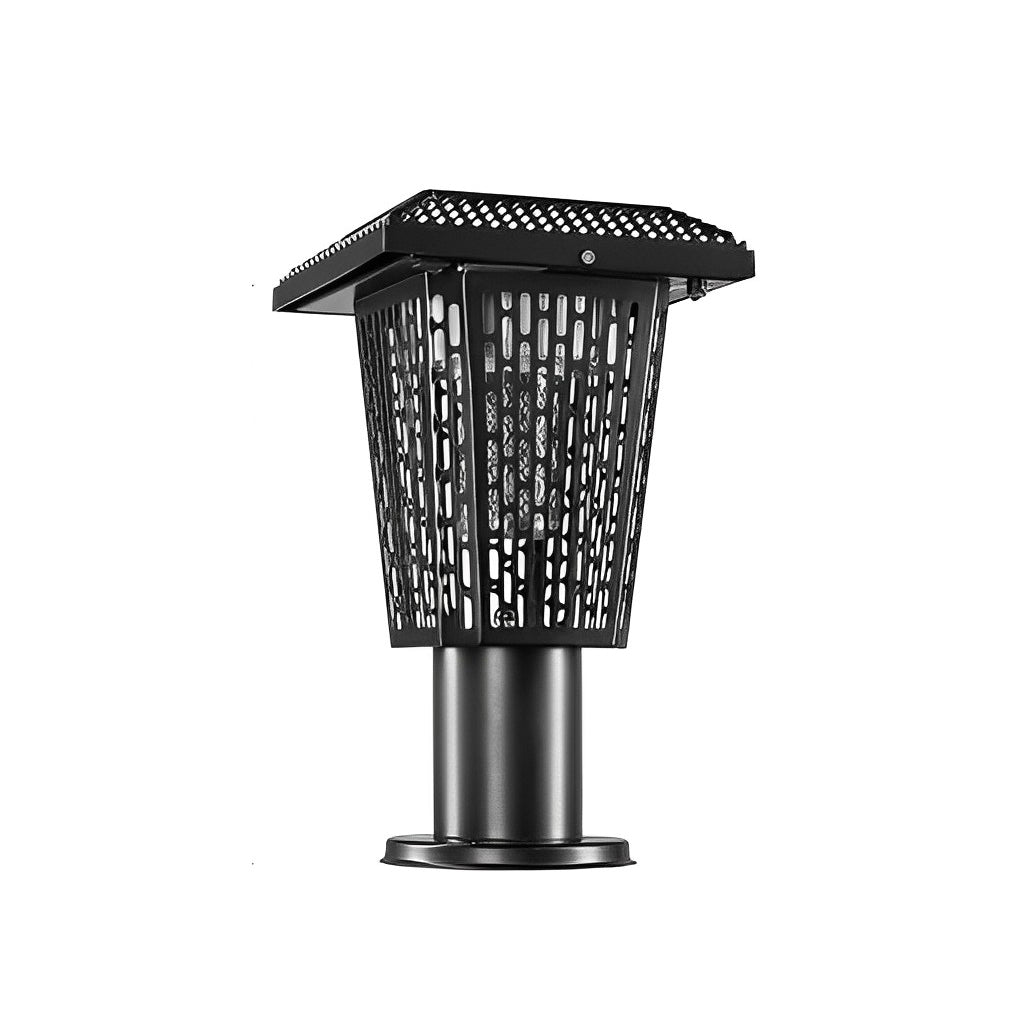 Outdoor bug repellent lights with a sleek design, providing illumination near a garden.