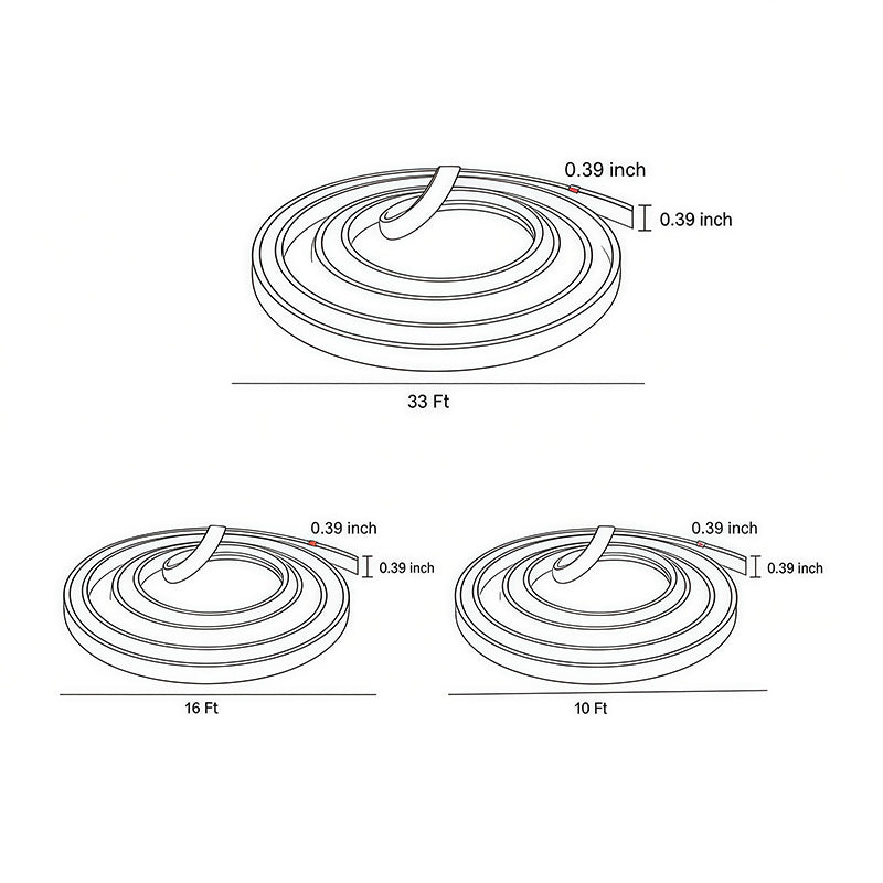 Line drawing of outdoor embedded LED light strips dimensions, providing installation specifications.