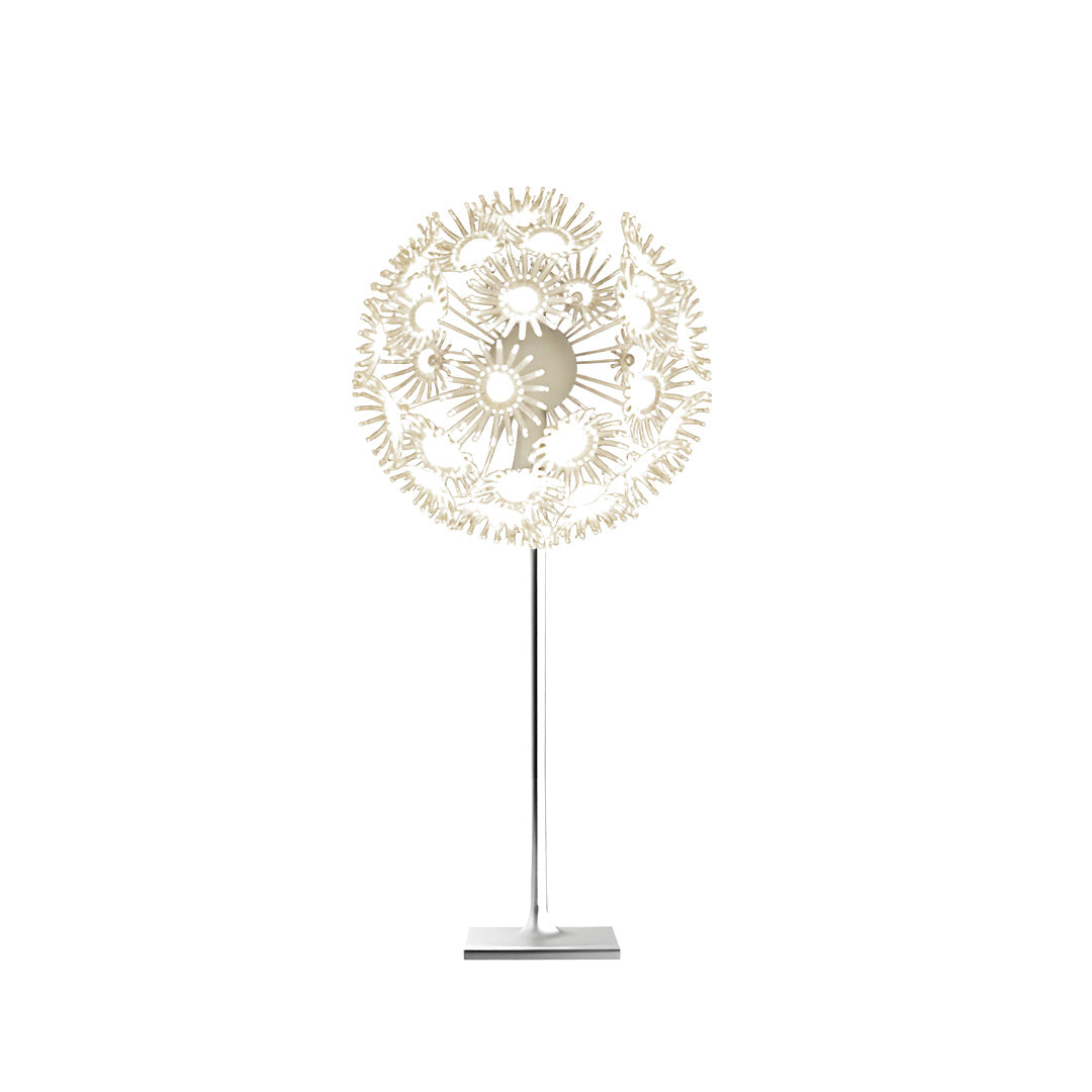 Outdoor dandelion garden lights with bright floral globe for landscape decoration.