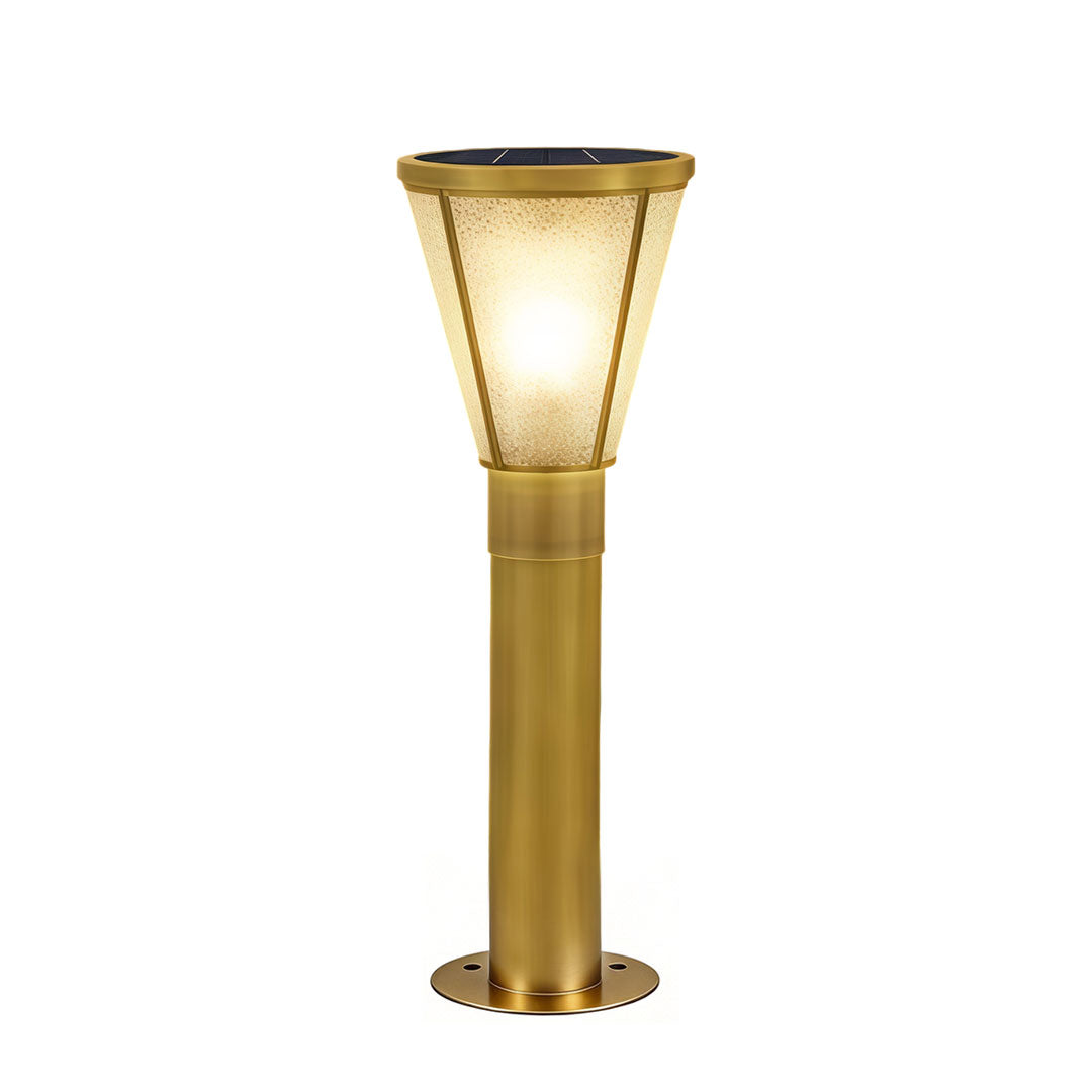 Outdoor garden path lights with a bronze finish, enhancing a modern exterior.