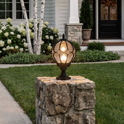 Outdoor Globe Pillar Lights Retro Glass Globe Copper Fence Post Light
